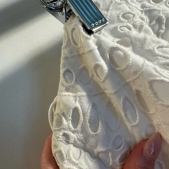 Alice + Olivia White Strapless Fit & Flare Eyelet Lace Mini Dress - Picture 8 of 13